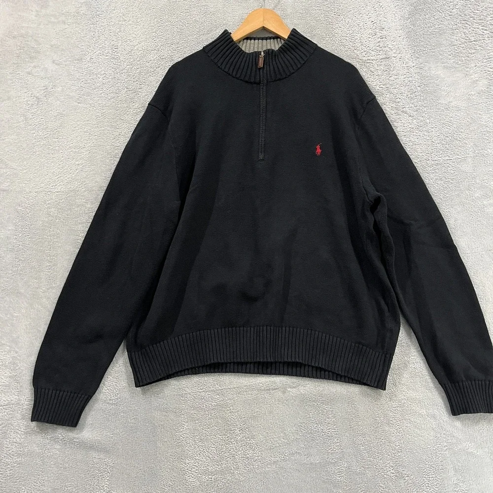 Vintage Polo Ralph Lauren Sweater Mens 2XL 1/4 Zip Knit Pullover‎ Office Career